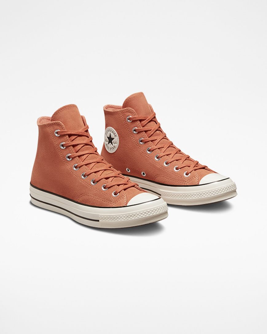 Pánské Boty Vysoké Converse Chuck 70 Semišové Oranžové Černé | CZ 31AJH39